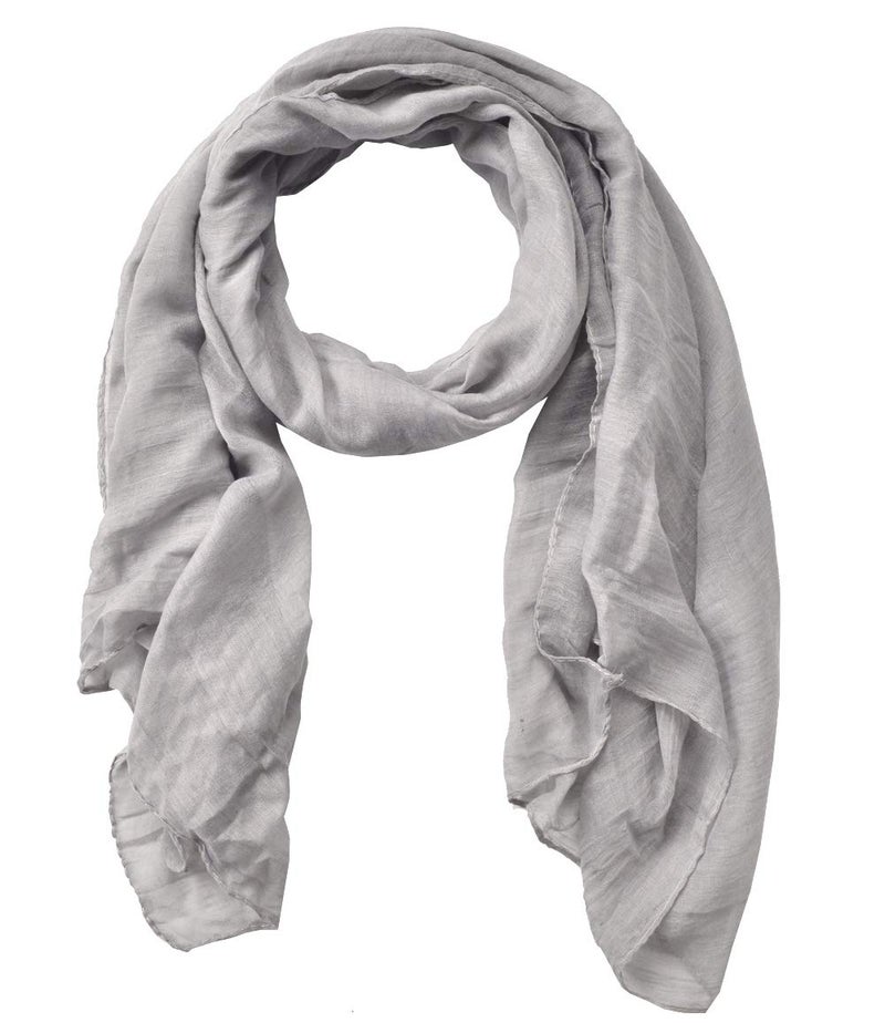 woogwin Women's Cotton Scarves Lady Light Soft Fashion Solid Scarf Wrap Shawl (One Size, Gray) - Image 1